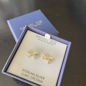 Rachel Zoe Sterling Silver Cubic Zirconia Beautiful Bow Earrings